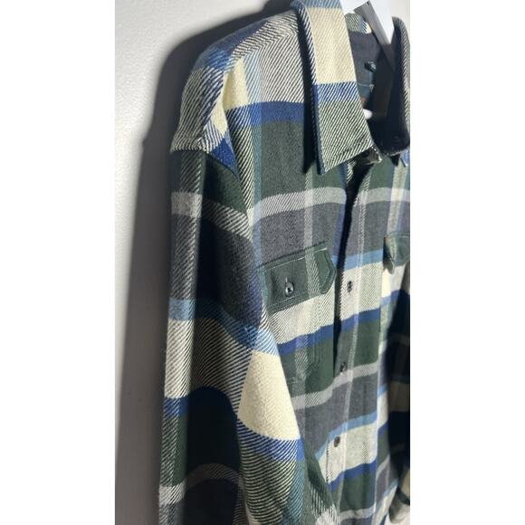Orvis Heavyweight Flannel Shirt Shacket Pockets Green & Blue Plaid Size XL - Picture 3 of 12